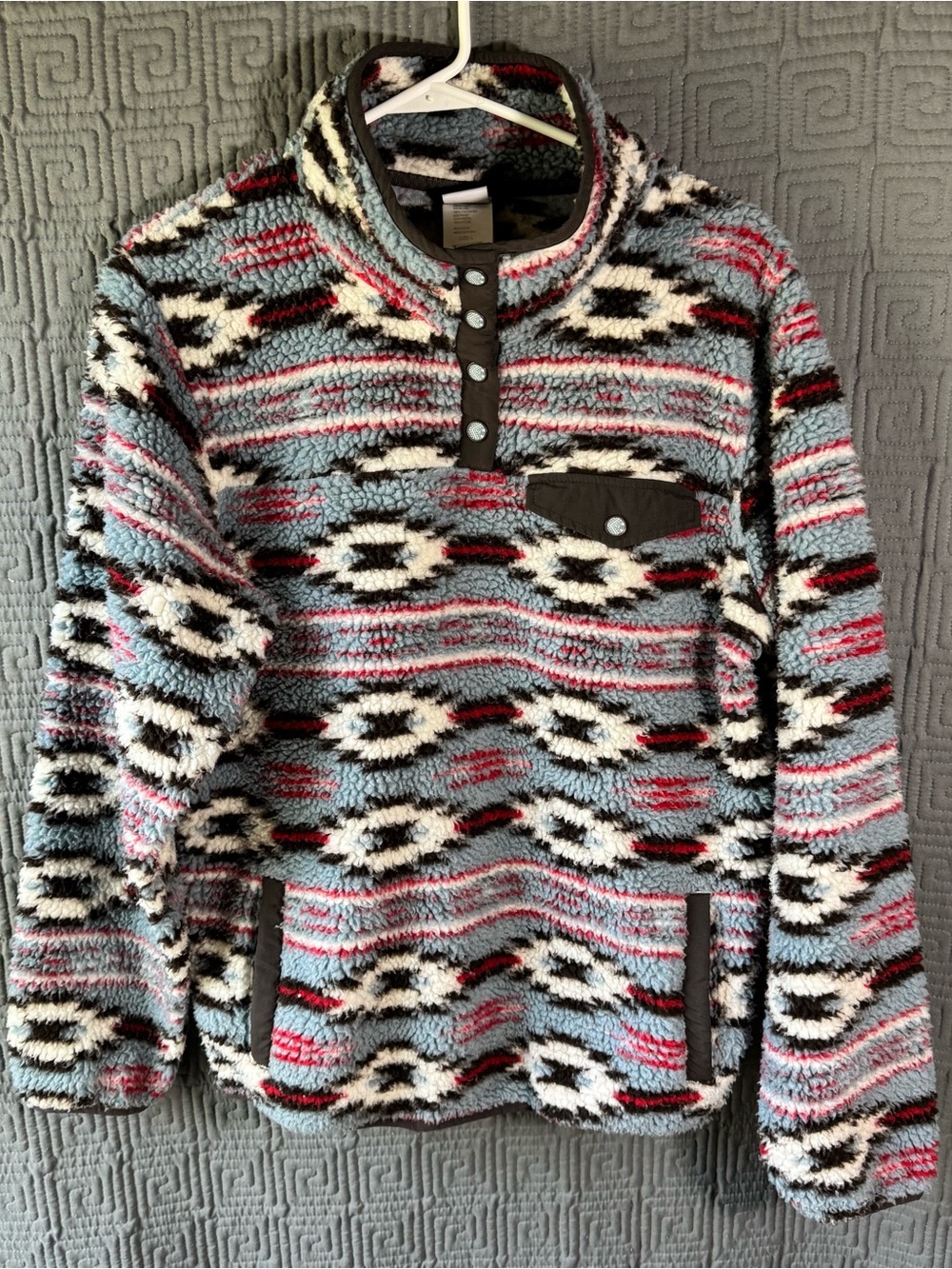 Cinch Women Large Aztec Fleece Pullover Sherpa Snap Button Sweater Southwestern